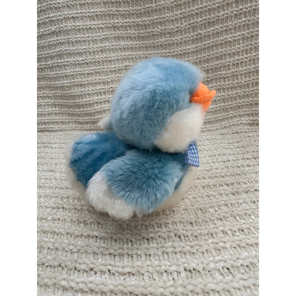 Vintage Duckling Plush Blue White‎ Stuffed Animal Toy Lovey Nursery Decor 7 in
